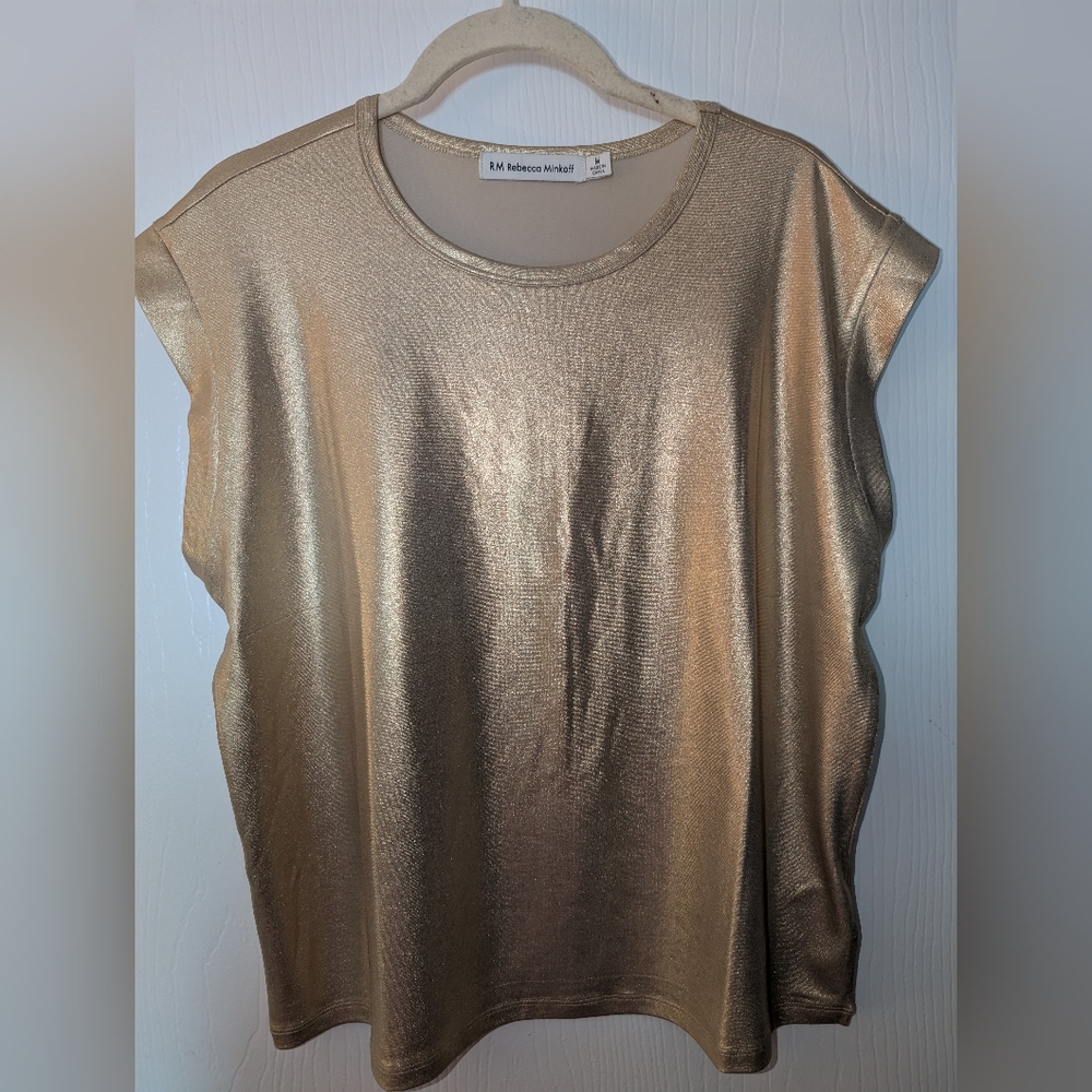 Rebecca Minkoff Metallic Gold Muscle Tee